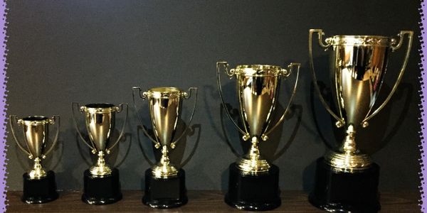 The different trophies from the Michigan Music Festival