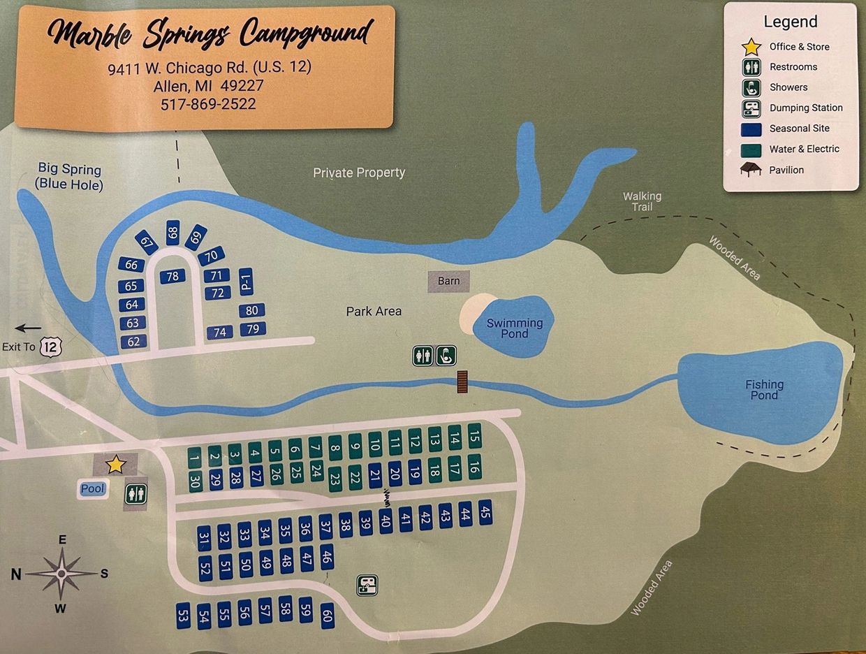 Site Map of Marble Springs Campground