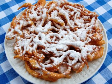 Funnel cakes station, hot and fresh, light and sweet