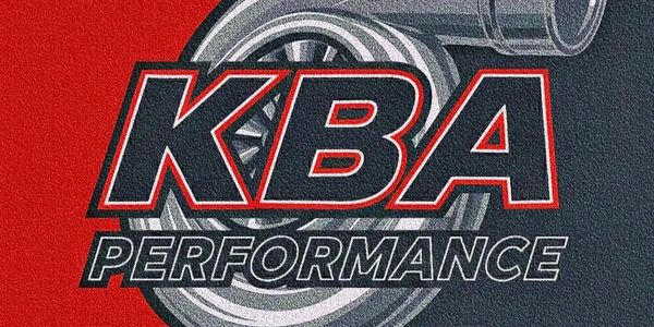 Bold KBA Performance logo with turbocharger graphic on red and black background.