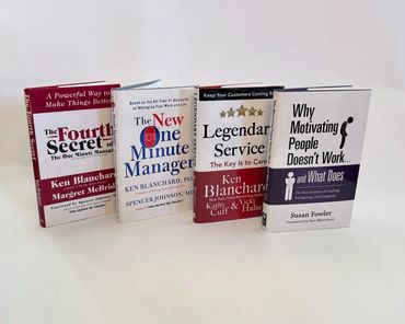 Four motivational and management books by Ken Blanchard and Susan Fowler.