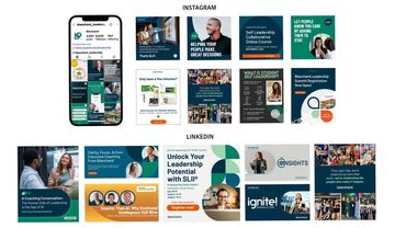 Collage of Blanchard leadership social media posts on Instagram and LinkedIn.