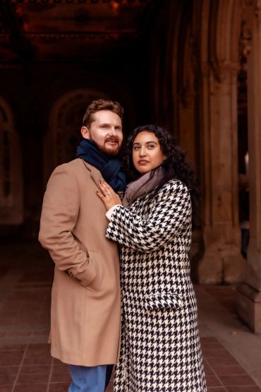 Couple dressed warmly, standing close together. in Central Park. Taisha Marie Photos , Bronx, NY, New York City