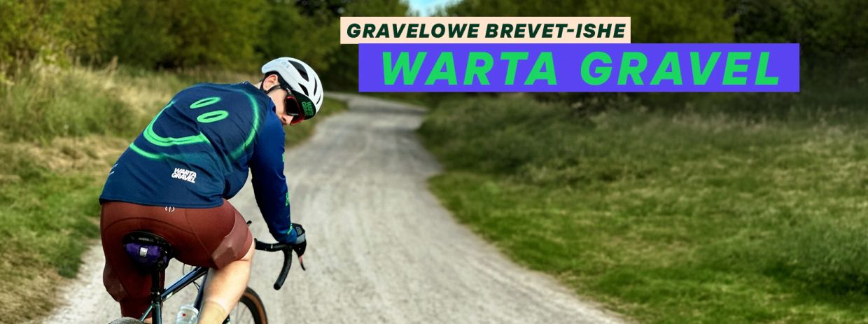 Cyclist on gravel road for Warta Gravel event.