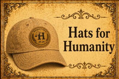 Vintage-style advertisement for Hats for Humanity.