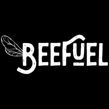 Creative logo design combining 'Bee' and 'Fuel' with a bee wing and a fuel nozzle.