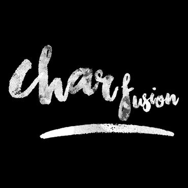 Black and white stylized text reading 'Wharfusion' with a brushstroke underline.