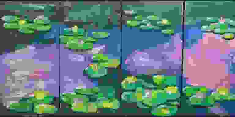 Mixed media Monet inspired mural installation created by 3-6 year olds