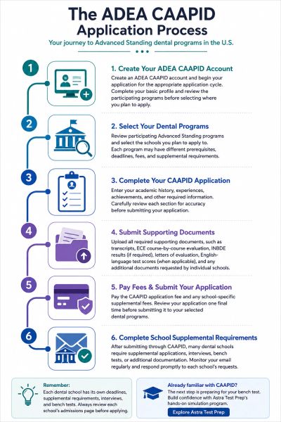 Step-by-step guide to ADEA CAAPID application process for dental programs.