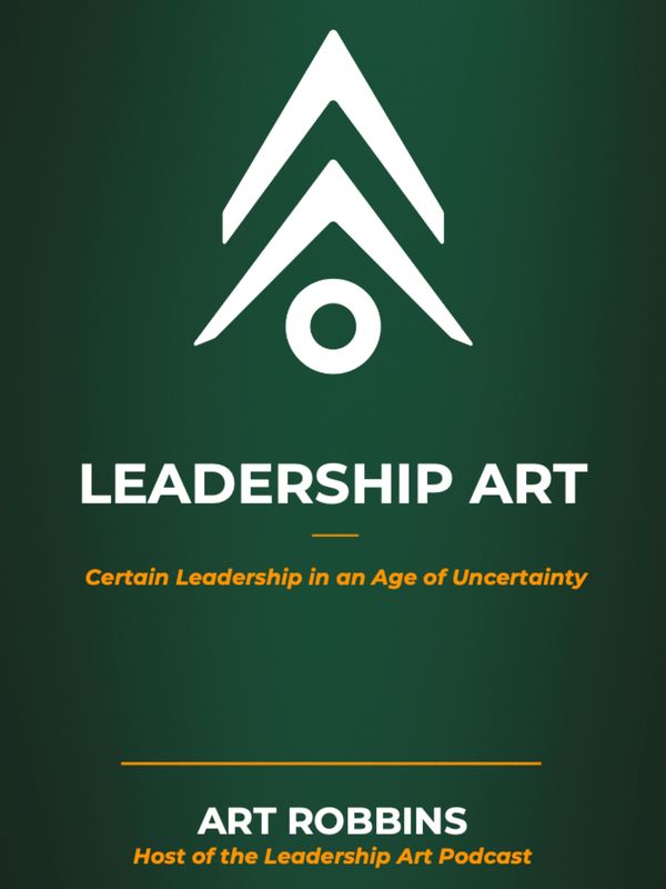 Book cover titled 'Leadership Art' by Art Robbins with a green background.