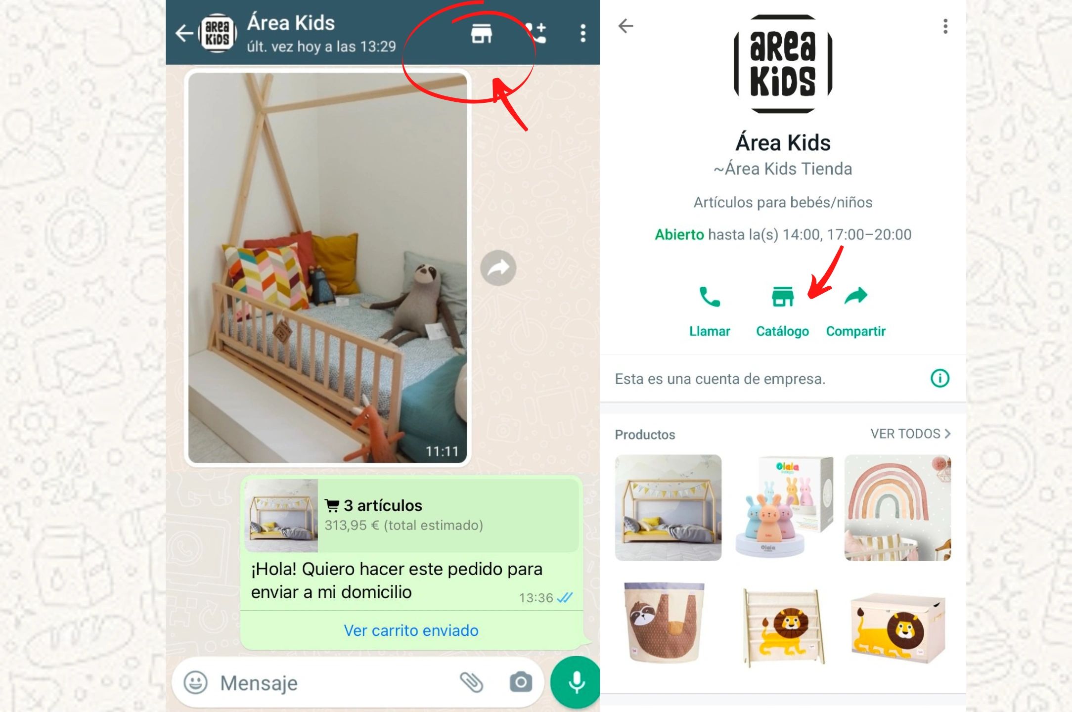 Pantalla de whatsapp Area Kids
