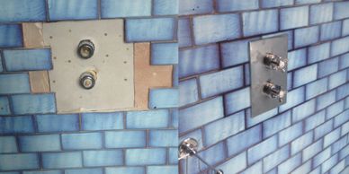 Hotel room shower valve replaced in an inaccessible and tiled in location