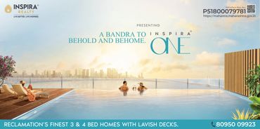 Luxury infinity pool with city skyline view at Inspira One in Bandra.