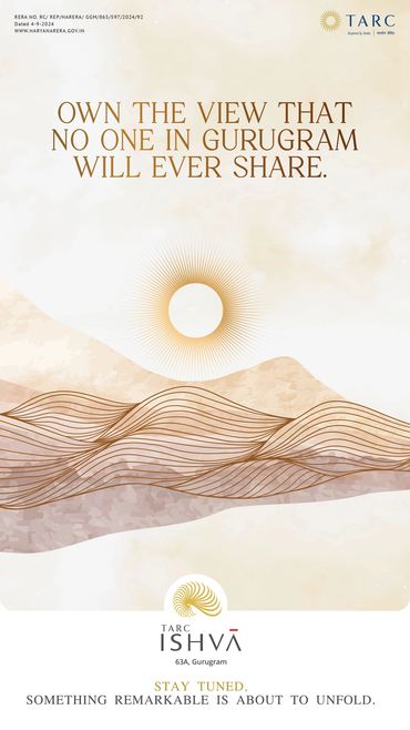 Elegant ad for TARC Ishva in Gurugram with a unique view promise.