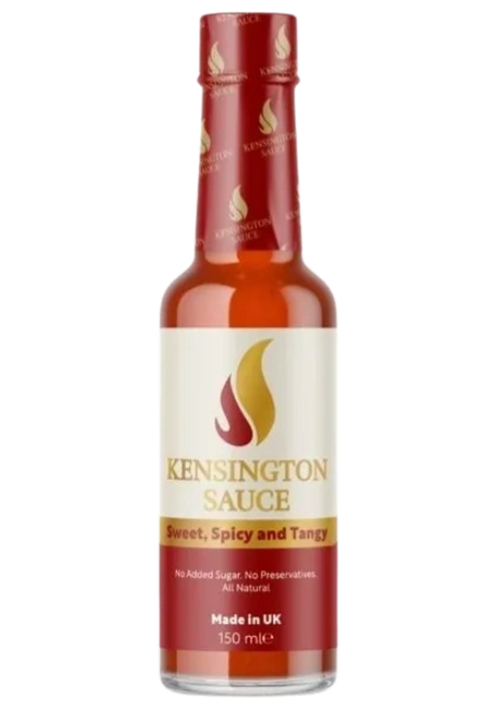 A red color bottle of sauce with sweet, spicy and tangy.