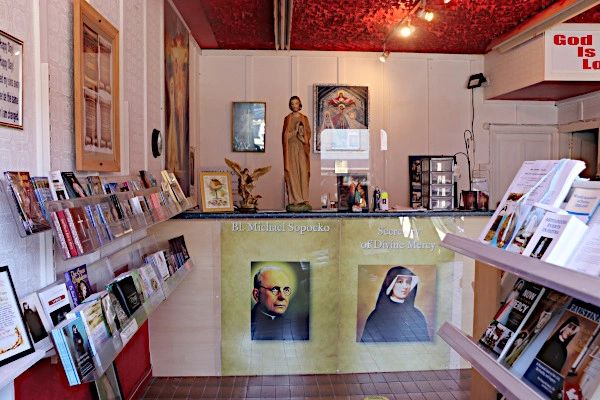 This image show the interior of The Divine Mercy Centre, Knock which is situated in a shop building.