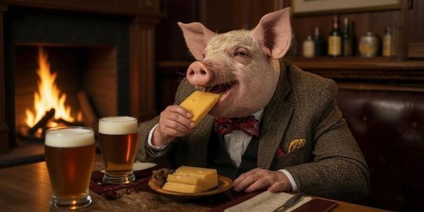The Hog Father enjoying free cheese Sunday at The Pickled Pig pub, Stafford