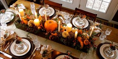 Rustic Thanksgiving table setting centerpiece 