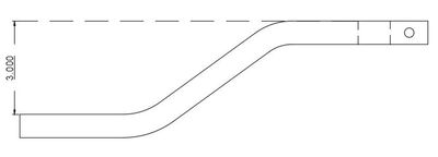 Technical drawing of a bent rod with a 3-inch height dimension.