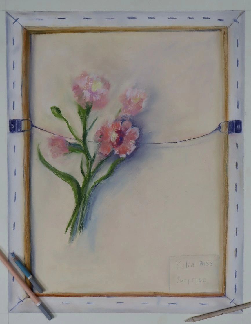 Back of canvas with flowers drawing with pastels
16X20 inches 
Price: 100$ 
For purchase email :