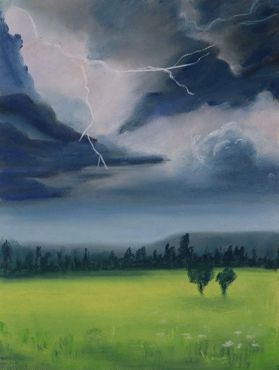 Stormy landscape drawing with pastels  9X12 inches
Price 60 $
Email for buying: yuliabuss.art@gmai
