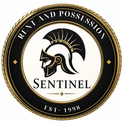 A circular logo with a Spartan helmet and the text 'Sentinel Rent and Possession Est. 1998'.
