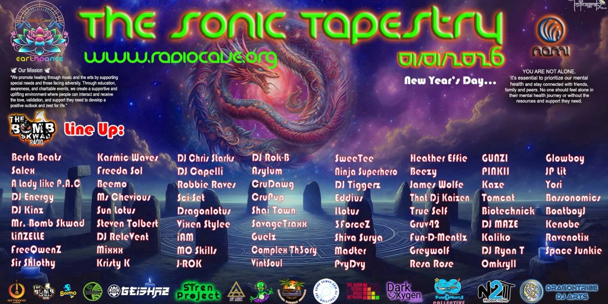The Sonic Tapestry music event lineup for New Year's Day 01/01/2016.