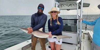 client caught this spinner shark while on a shark fishing trip
