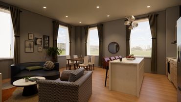 2 BED 1 BATH UNIT - LIVING/KITCHEN