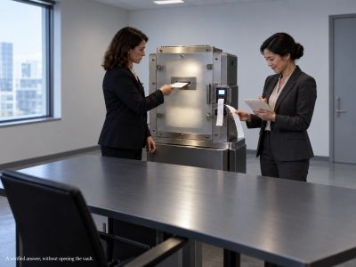 Two women testing sealed chamber, one recording the result"