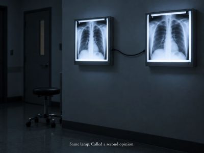 X-ray light boxes, shared power cord, identical film