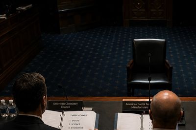 Three witnesses face empty chair, matching talking points