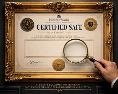 Magnifying glass over blank box on gold-framed certificate
