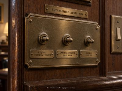 Three labeled brass switches, all coated in undisturbed dust.