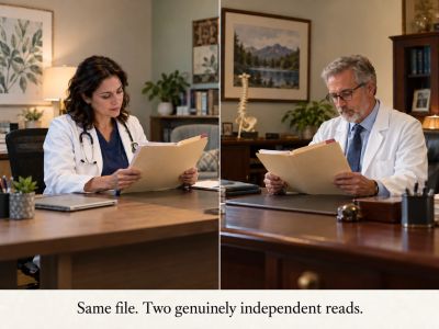 Two separate doctors independently reviewing the same file