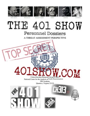 Erik Shaltis, Meegs B, Kelley Jean, Tony Schwartz, David Hooper & Sydney Krey. 401 Show secret agent