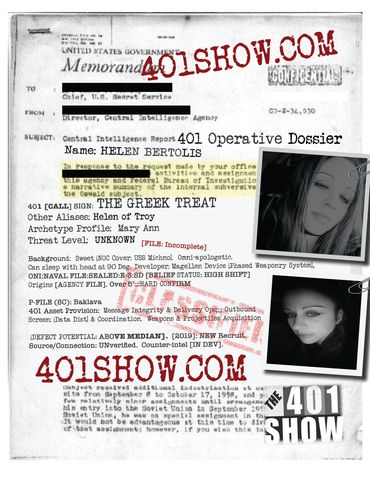 Helen Bertolis, personnel file, 401 Show, collaborator, classified, top secret, Spiritual truth.