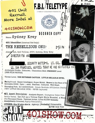 Sydney Krey, Personnel Dossier. 401 Show. Personal Data, Model, Beauty, Smart, Searching for Jesus.