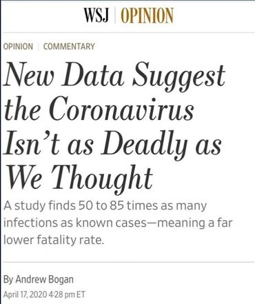 Wall Street Journal. Corona Data, Coronavirus, Covid, false data, hoax, statistics, spread infection