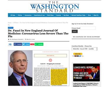 Washington Standard, Fauci, Lies, Criminal, Bill Gates, Vaccines, New England Journal of Medicine