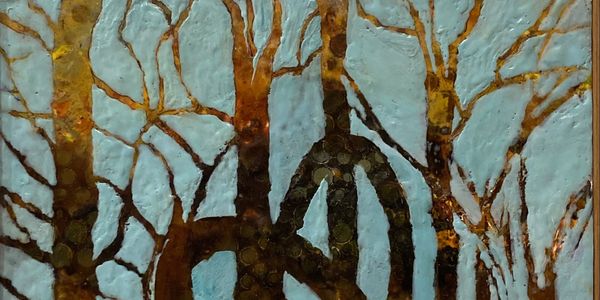 This encaustic painting is created from memories of the Forrest in the Southwest of Western Australi
