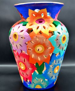 Clay hand painted vases
