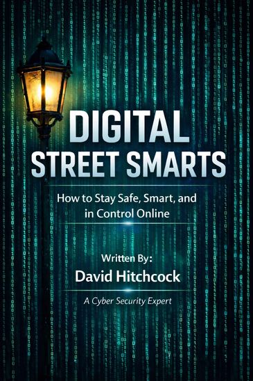 Book cover titled 'Digital Street Smarts' by David Hitchcock on online safety.