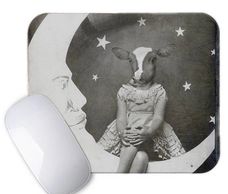 cow on a moon mouse pad