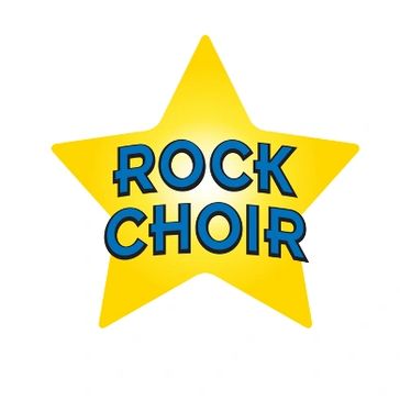 Yellow star with blue text reading 'ROCK CHOIR'.
