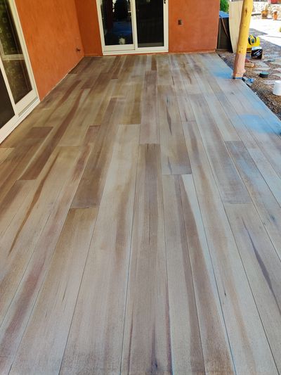 Wood plank concrete overlay. Concrete resurfacing El Cajon