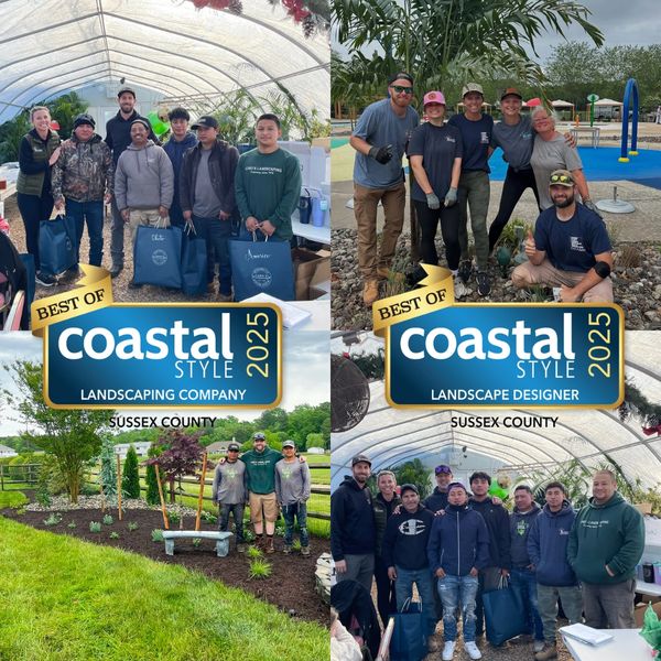 Collage celebrating award-winning landscaping teams in Sussex County for 2025.