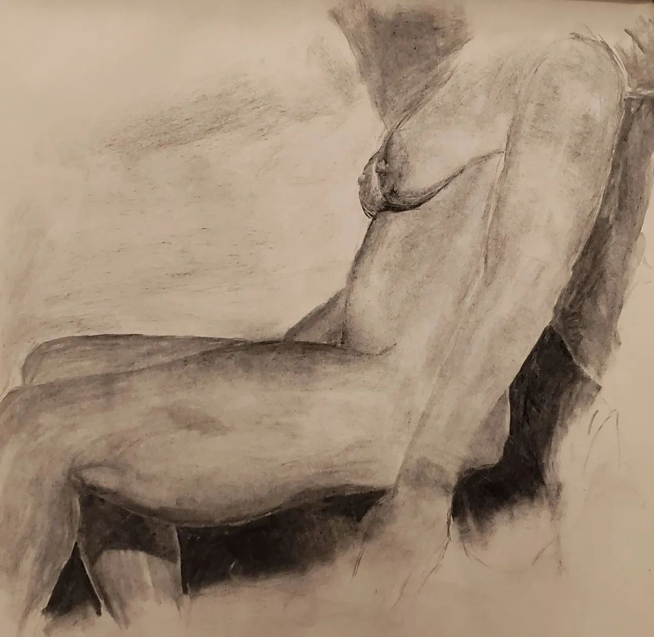 Nude Model Study
Charcoal on Newsprint
14in x 14in
2023
A study from my life drawing class.