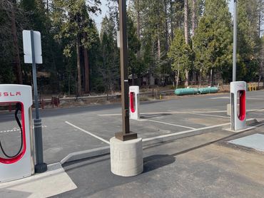 Electric Vehicle Charging Station/Tesla Supercharger (EVCS), Arnold, California, Calaveras County.