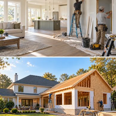 Home renovation and exterior construction work in progress.